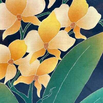 Yūzen Flower Decoration on Silk, 1950s, Japan.