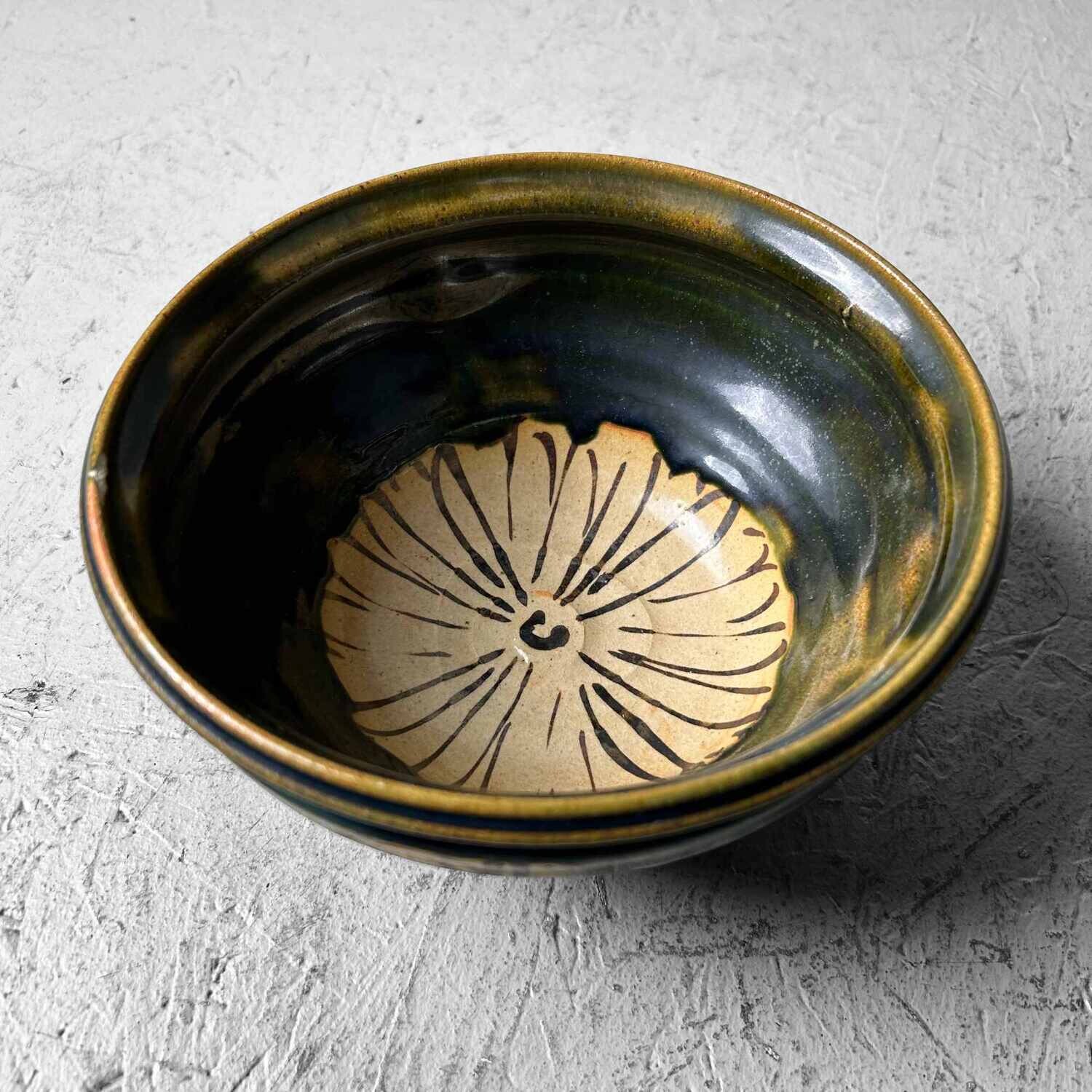 Ceramic Japanese Bowl with Floral Pattern, early Shōwa period.