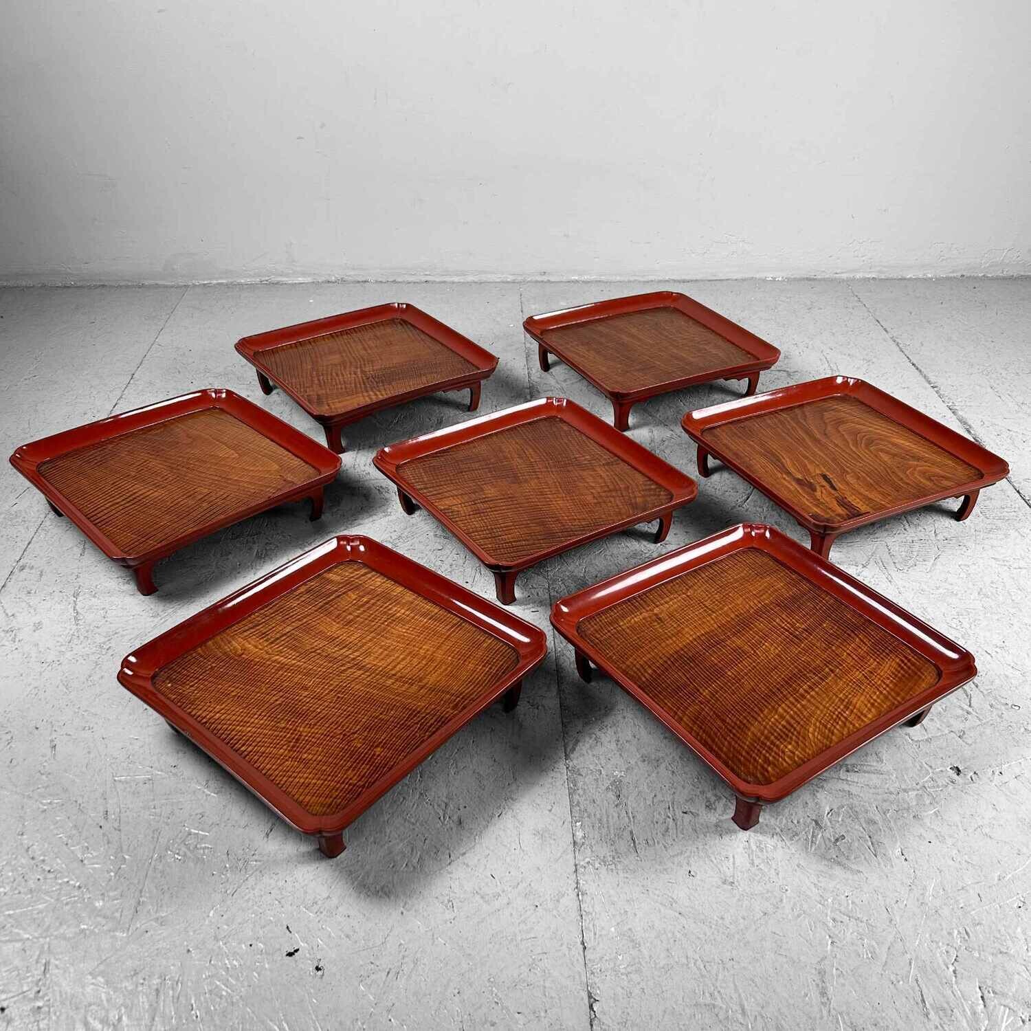 Set of (10) Urushi Lacquer Serving Tables, Taishō Period, Japan.