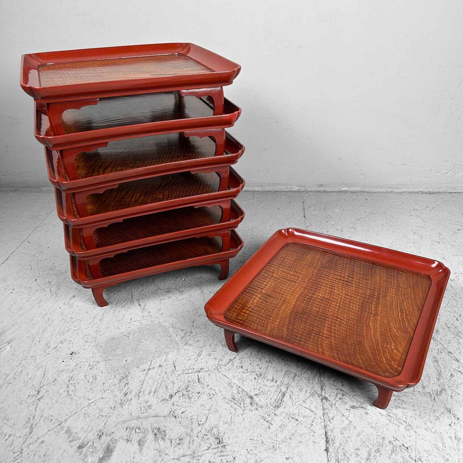 Set of (10) Urushi Lacquer Serving Tables, Taishō Period, Japan.