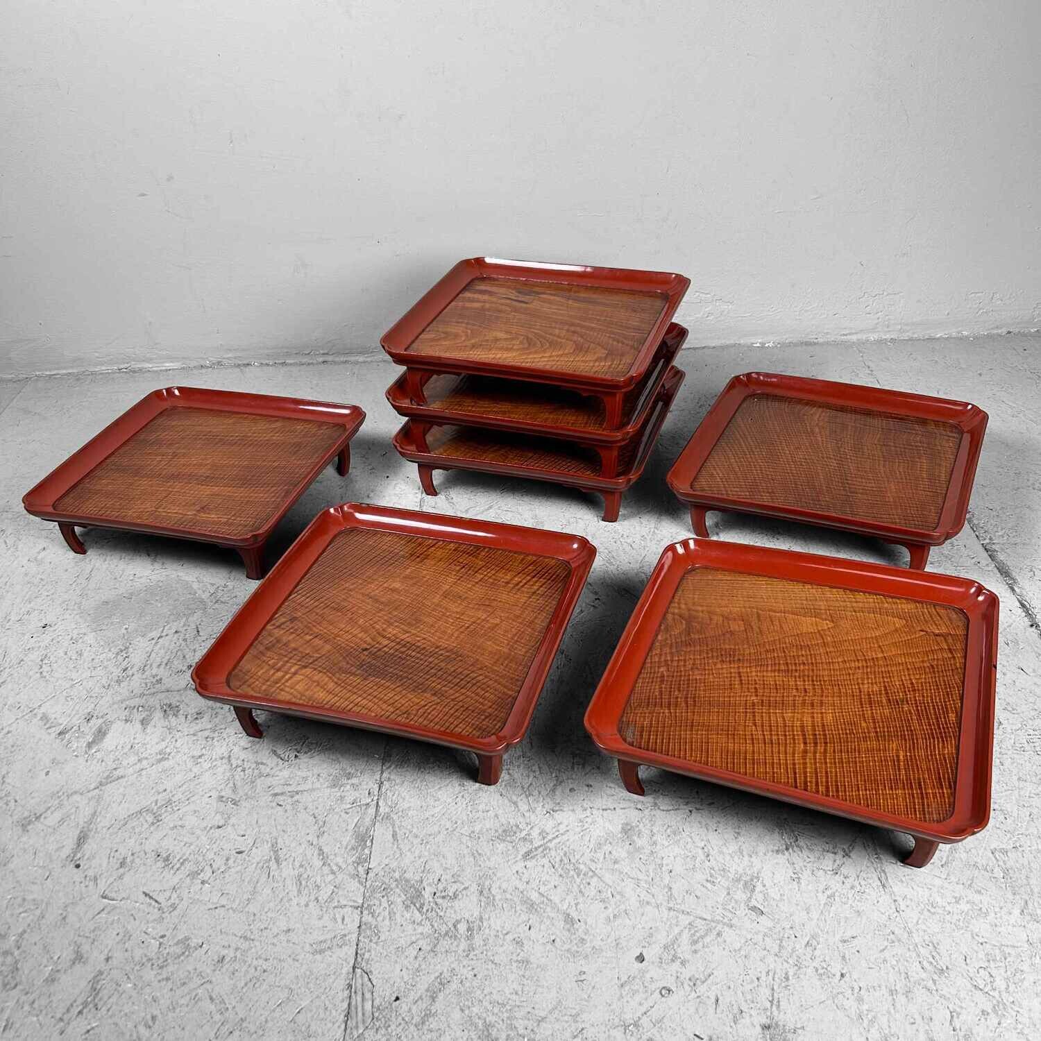 Set of (10) Urushi Lacquer Serving Tables, Taishō Period, Japan.