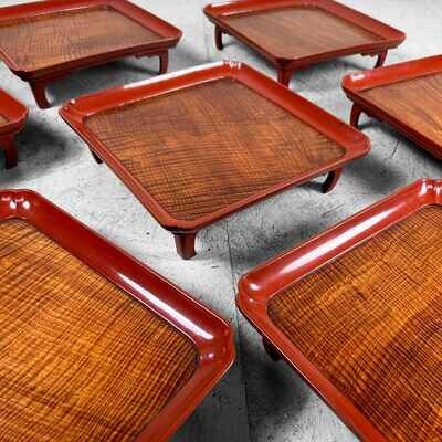 Set of (10) Urushi Lacquer Serving Tables, Taishō Period, Japan.