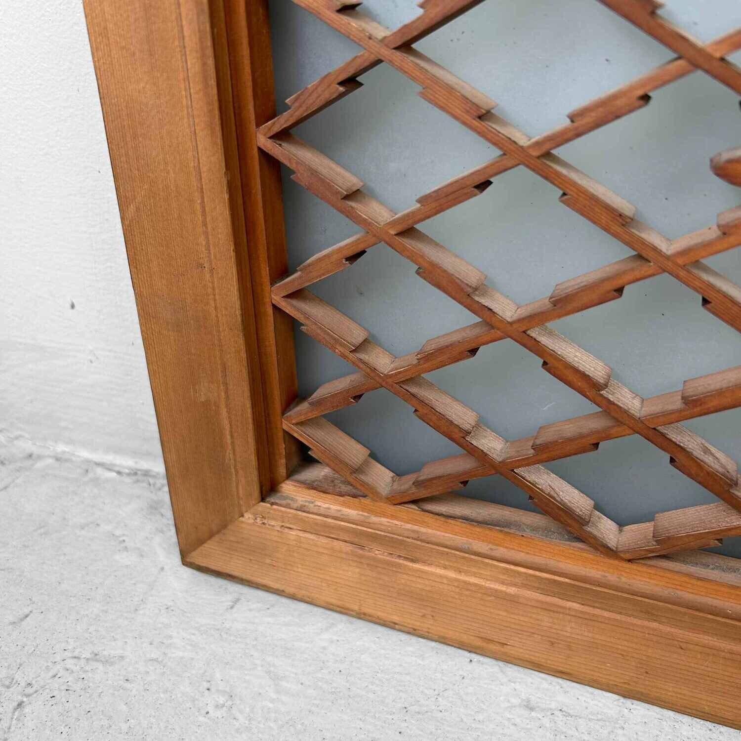 Kumiko 組子 Ranma Melkglas Muurdecoratie, Shōwa, Japan.