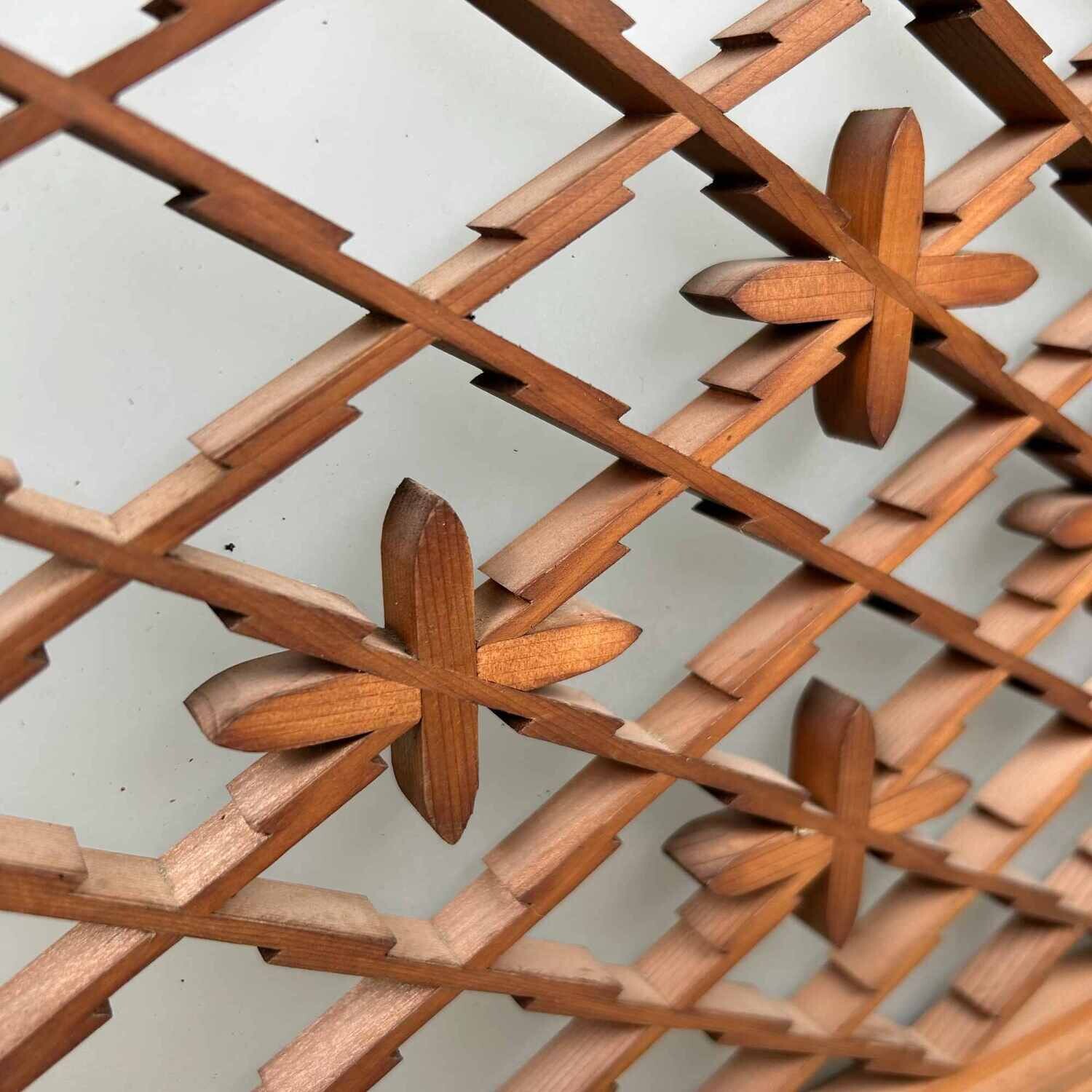 Kumiko 組子 Ranma Melkglas Muurdecoratie, Shōwa, Japan.