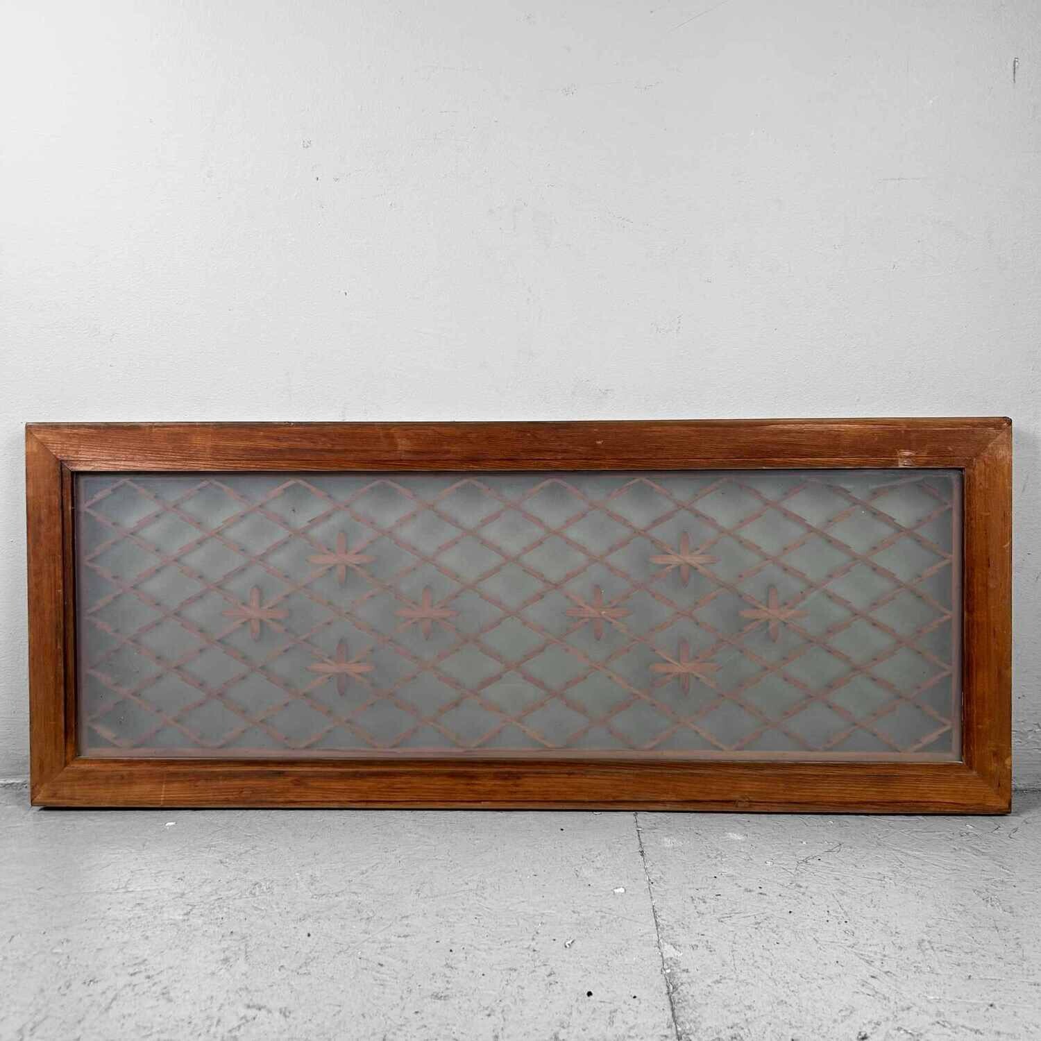 Kumiko 組子 Ranma Melkglas Muurdecoratie, Shōwa, Japan.