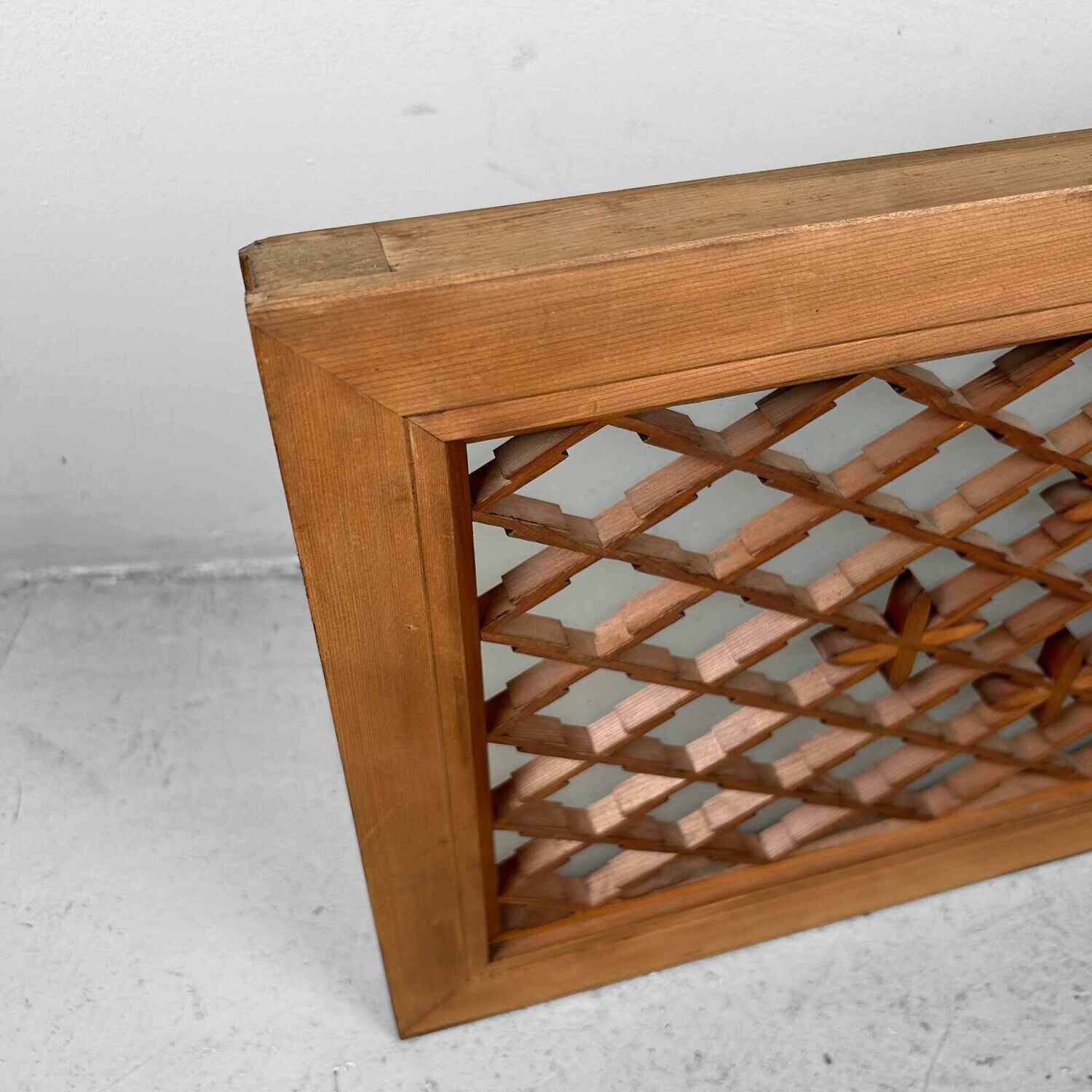 Kumiko 組子 Ranma Melkglas Muurdecoratie, Shōwa, Japan.