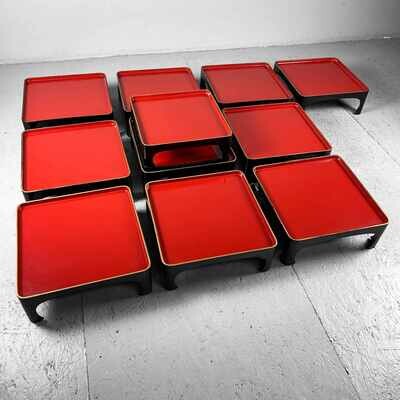 Set (11) Traditional Urushi Lacquerware Serving Tables, Taishō period, Japan.