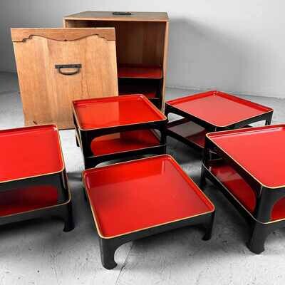 Set (11) Traditional Urushi Lacquerware Serving Tables, Taishō period, Japan.
