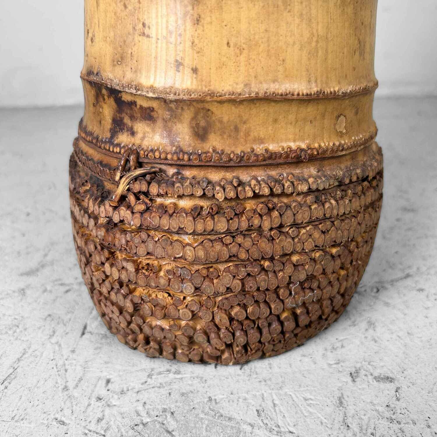 Mid-century bamboo Ikebana "Ni-Ju-Giri" vase, circa 1950s, from Japan.