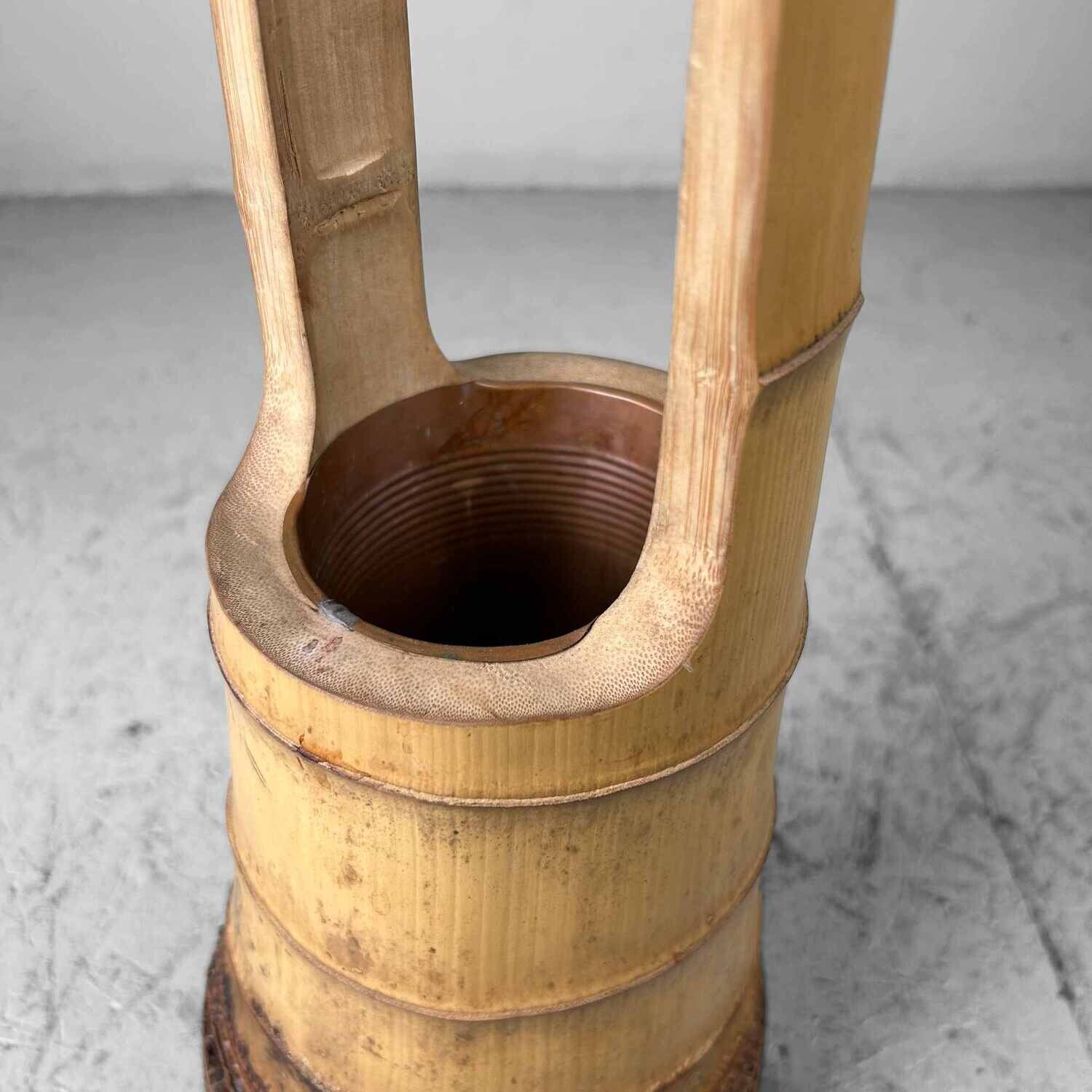 Mid-century bamboo Ikebana "Ni-Ju-Giri" vase, circa 1950s, from Japan.