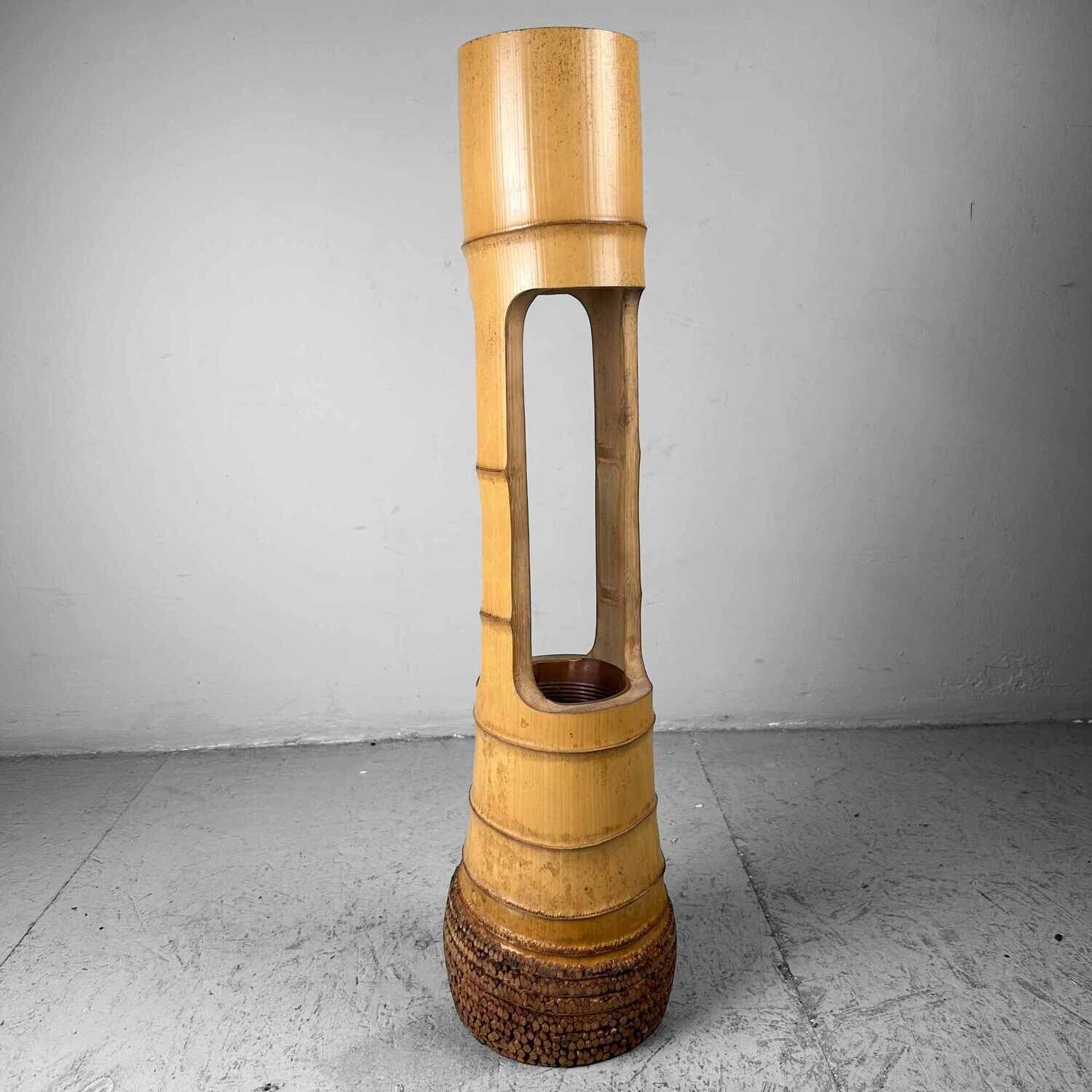 Mid-century bamboo Ikebana "Ni-Ju-Giri" vase, circa 1950s, from Japan.