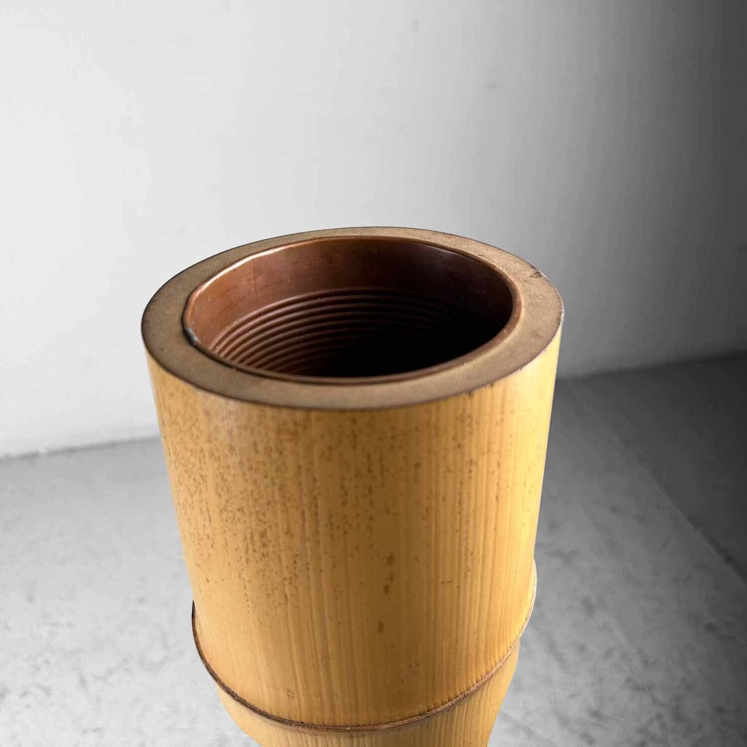 Mid-century bamboo Ikebana "Ni-Ju-Giri" vase, circa 1950s, from Japan.