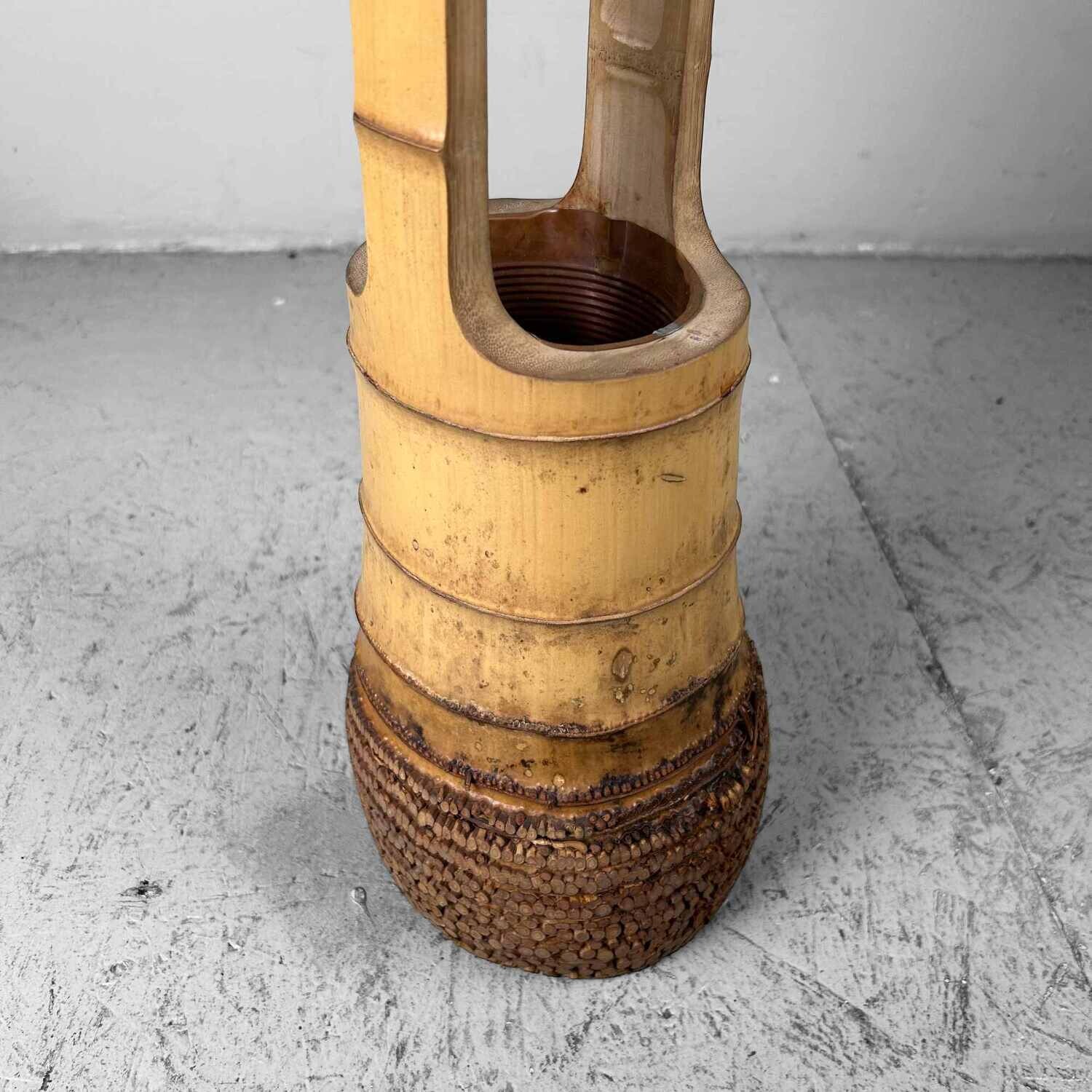 Mid-century bamboo Ikebana "Ni-Ju-Giri" vase, circa 1950s, from Japan.