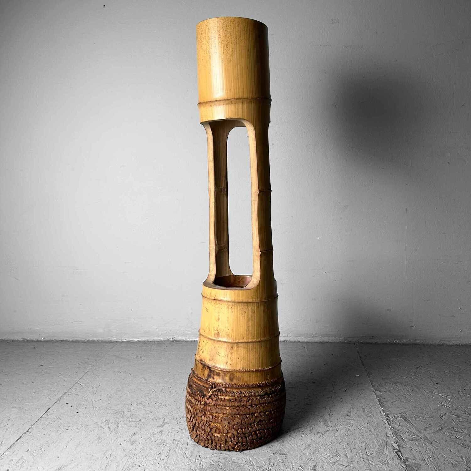 Mid-century bamboo Ikebana "Ni-Ju-Giri" vase, circa 1950s, from Japan.