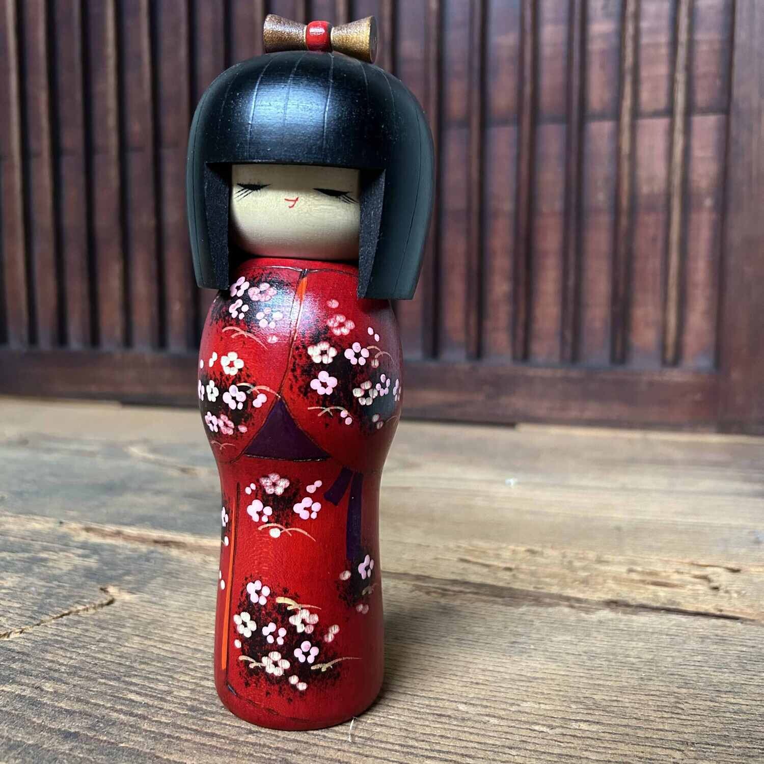 Creatieve Vintage Sakura Kokeshi door Kishi Sadao 岸 貞男, Japan.