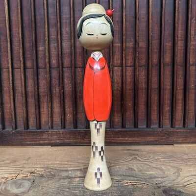 Zeldzame Creatieve Kokeshi door Hajime Miyashita, Japan.