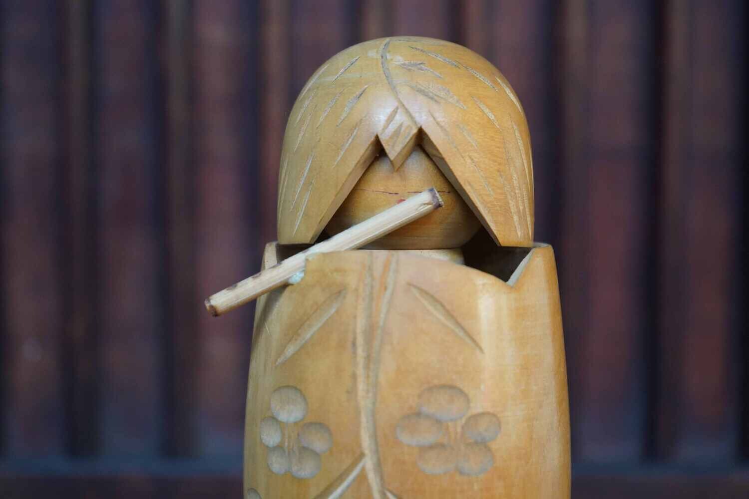 Vintage Sosaku Kokeshi, 'Kagamijishi' by Miyashita Hajime, Japan.