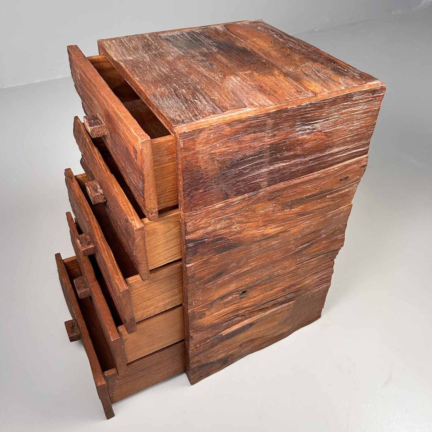 Brutalistische Houten Japanse Ladekast, Shōwa-periode.