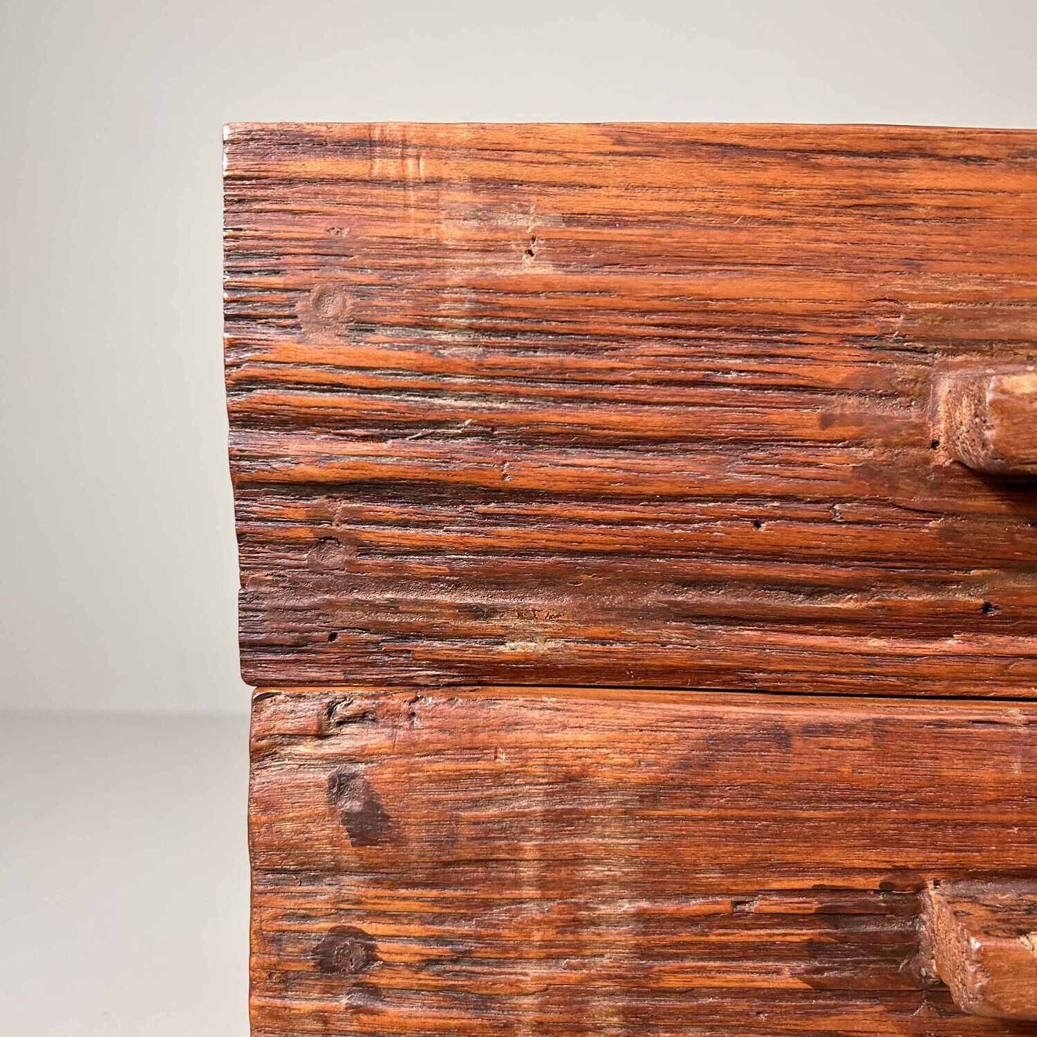 Brutalistische Houten Japanse Ladekast, Shōwa-periode.