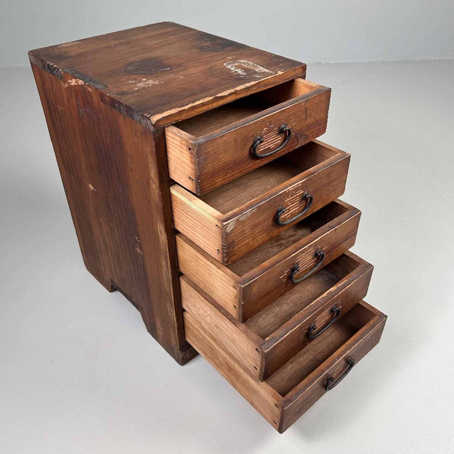 Antique Japanese Wooden Drawer Cabinet, 1920s-1930s.