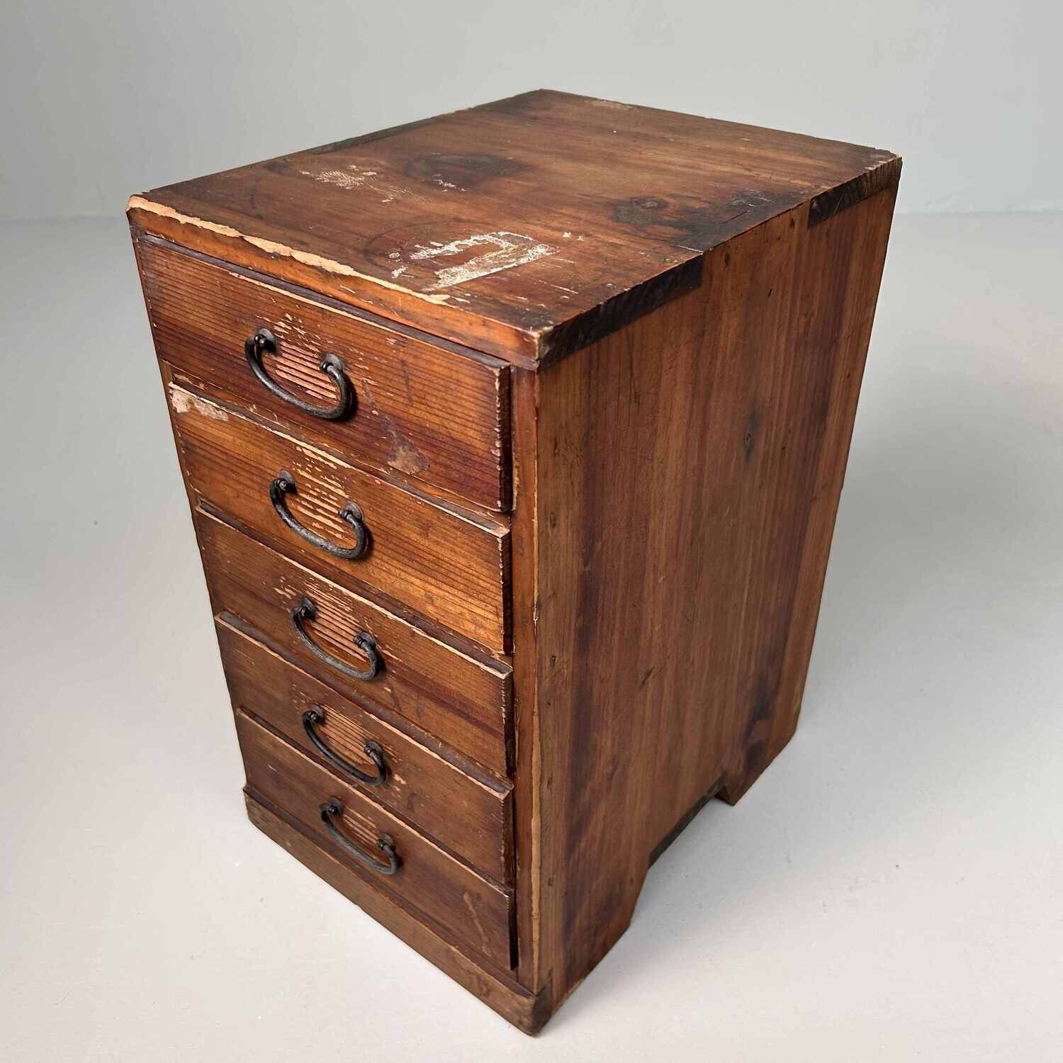 Antique Japanese Wooden Drawer Cabinet, 1920s-1930s.