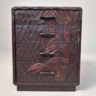 Kamakura Bori Haribako 針 箱 'Bamboe' Tansu Naaikastje, Japan.