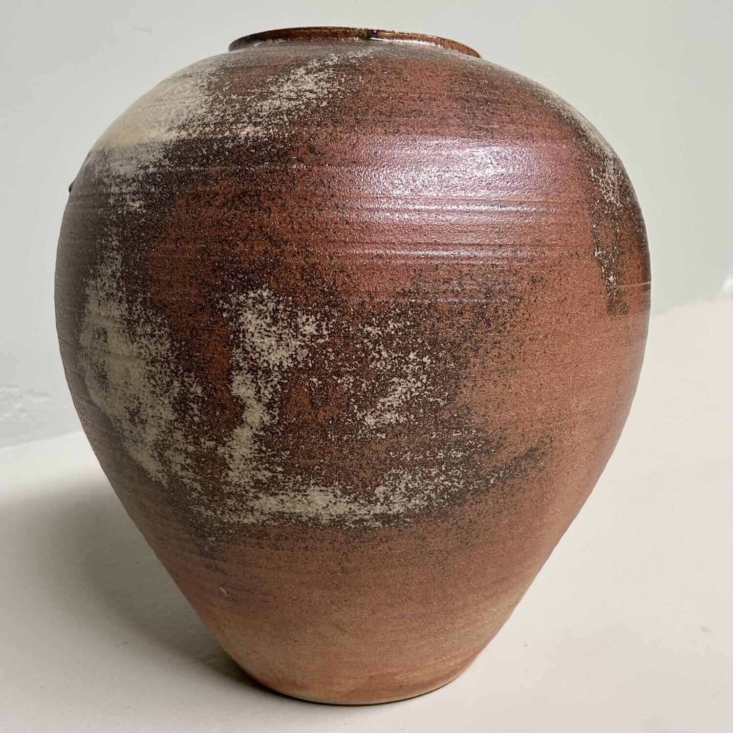 Unique wood-fired ikebana vase, Bizen pottery from Japan.