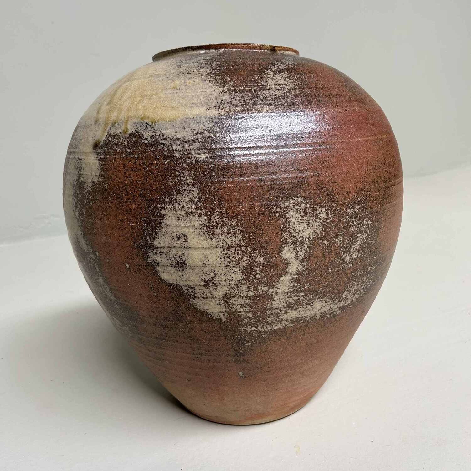 Unique wood-fired ikebana vase, Bizen pottery from Japan.