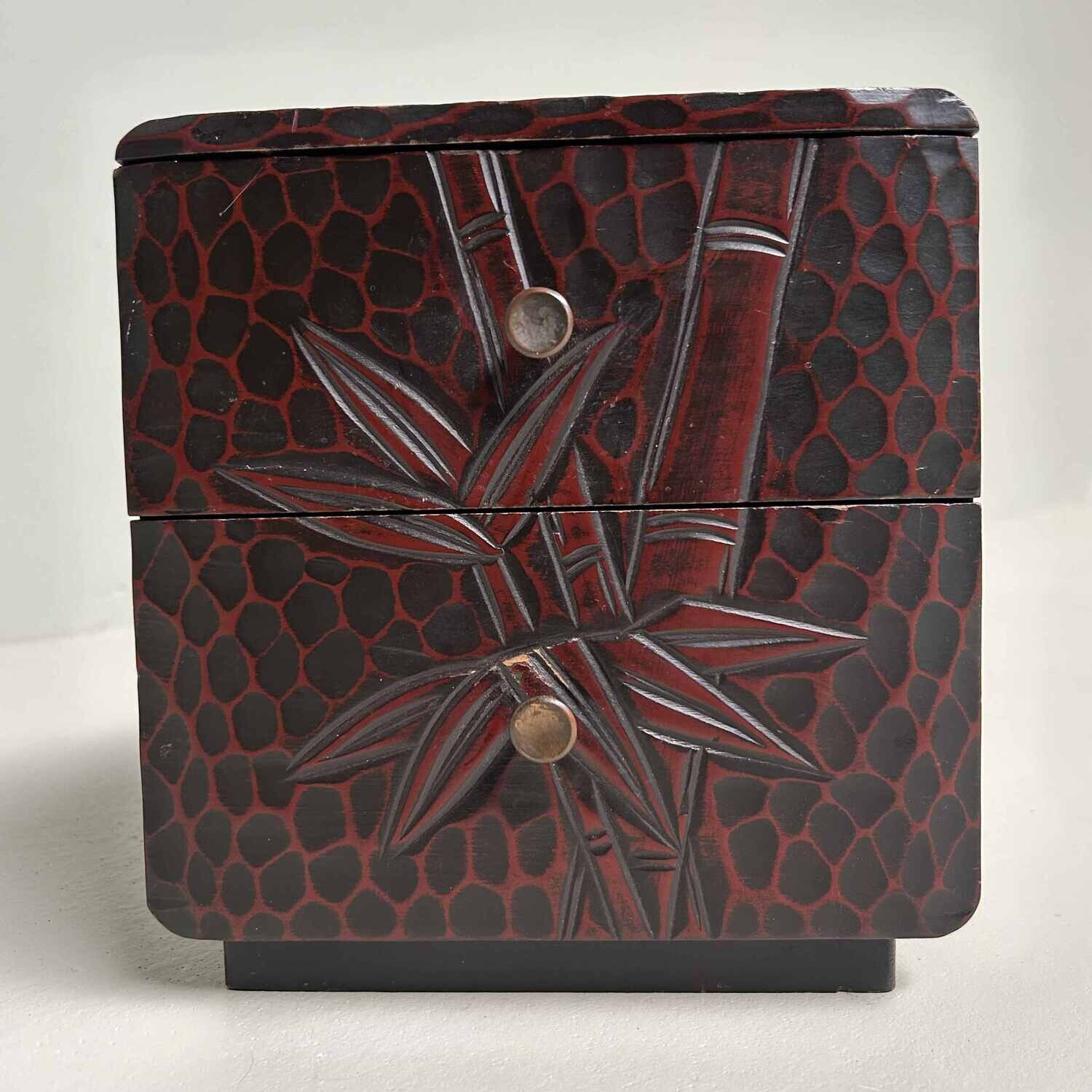 Kamakura Bori Haribako 針 箱  'Bamboo' Tansu Sewing Cabinet, Japan.