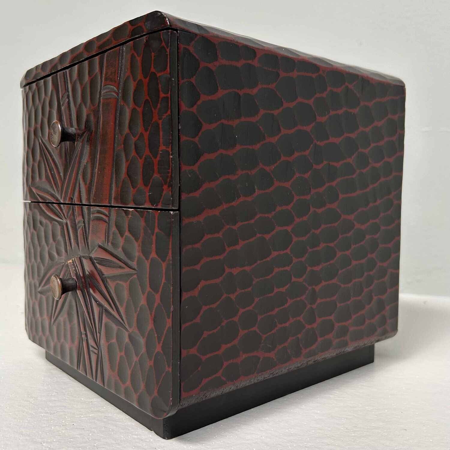 Kamakura Bori Haribako 針 箱  'Bamboo' Tansu Sewing Cabinet, Japan.