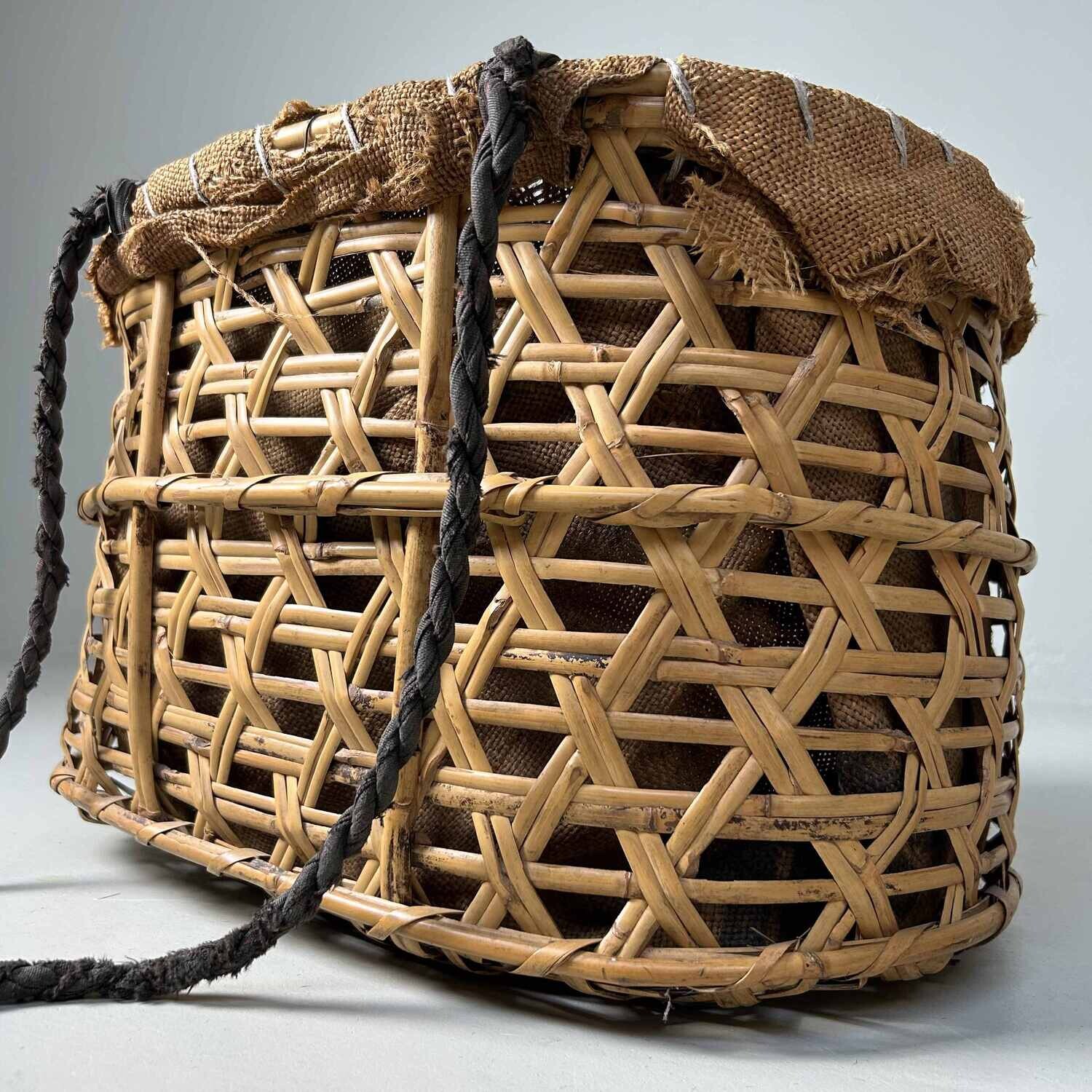 Japanese Bamboo Harvest Basket, Shōwa Period.