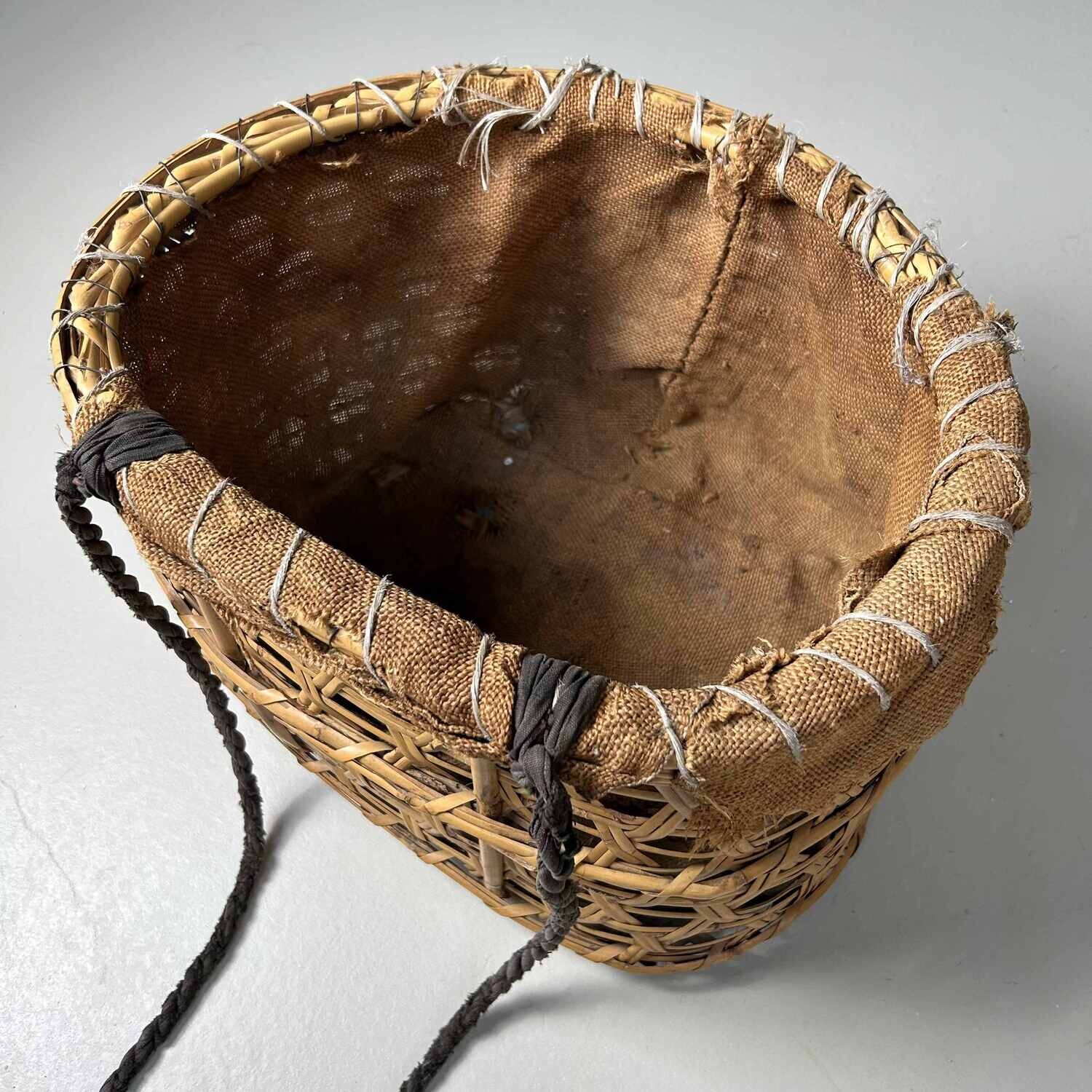 Japanese Bamboo Harvest Basket, Shōwa Period.