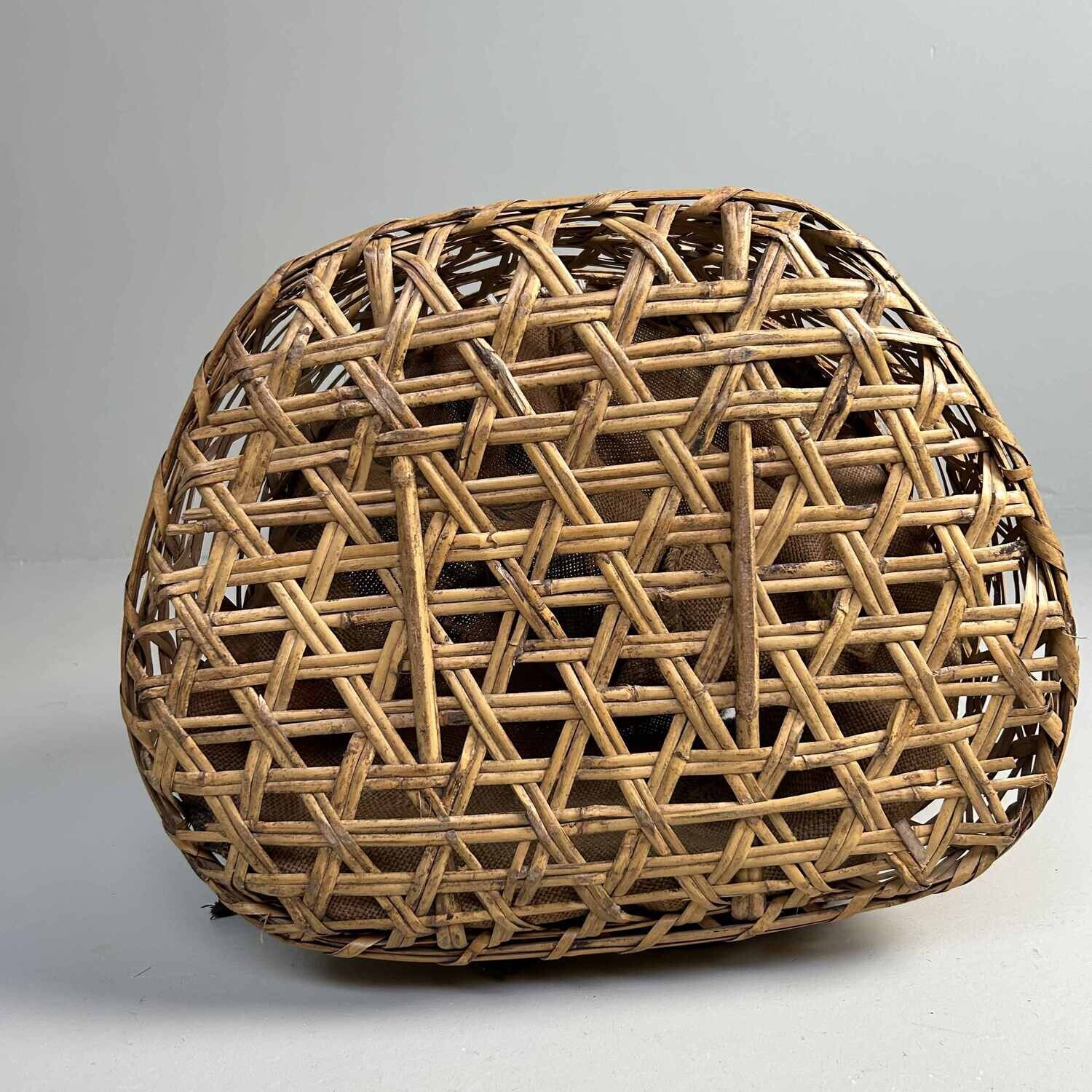Japanese Bamboo Harvest Basket, Shōwa Period.