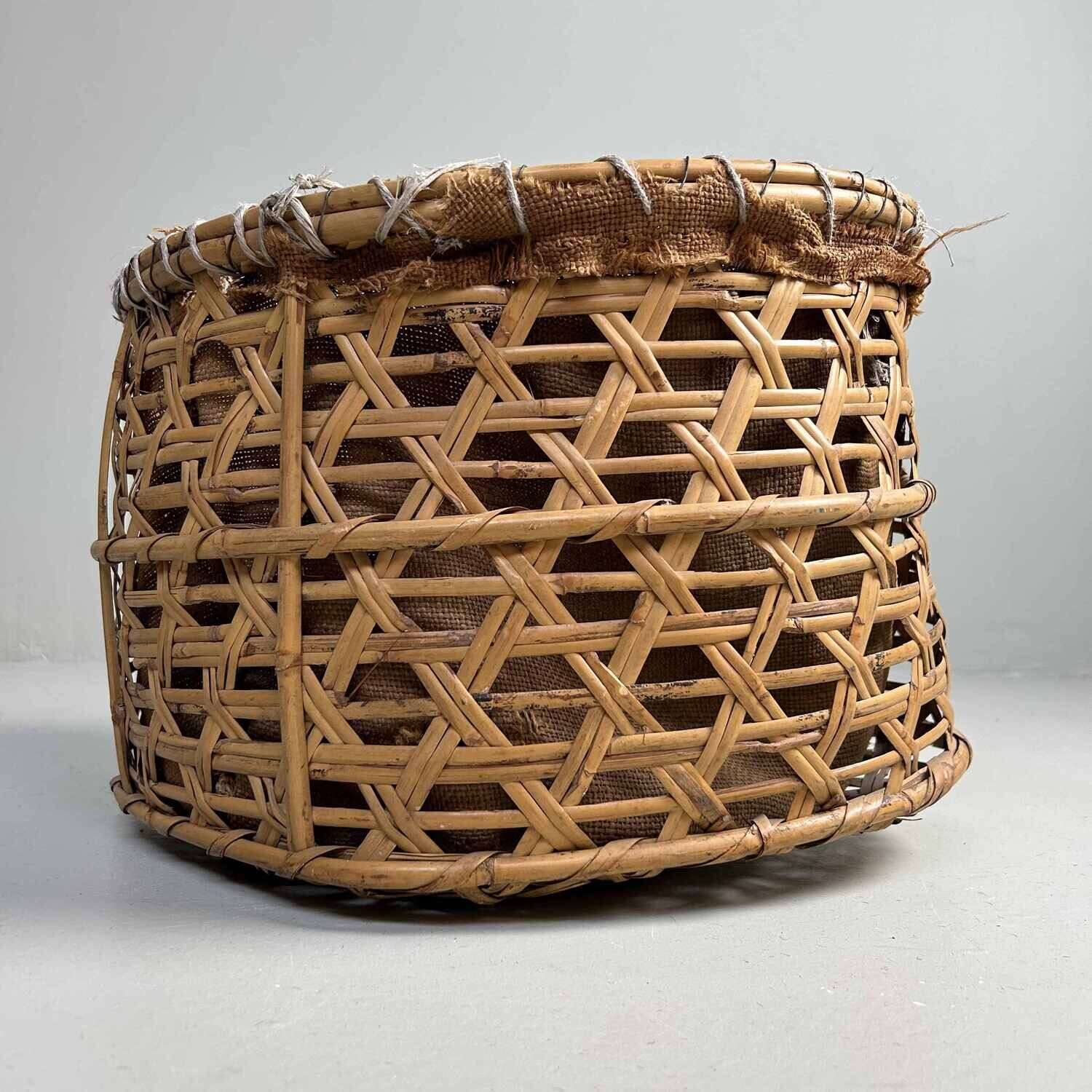 Japanese Bamboo Harvest Basket, Shōwa Period.