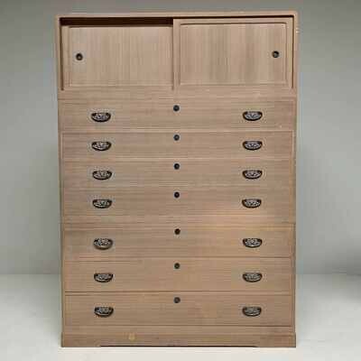 Large Three-Piece Japanese Kimono Tansu Chest of Drawers, 1960s.