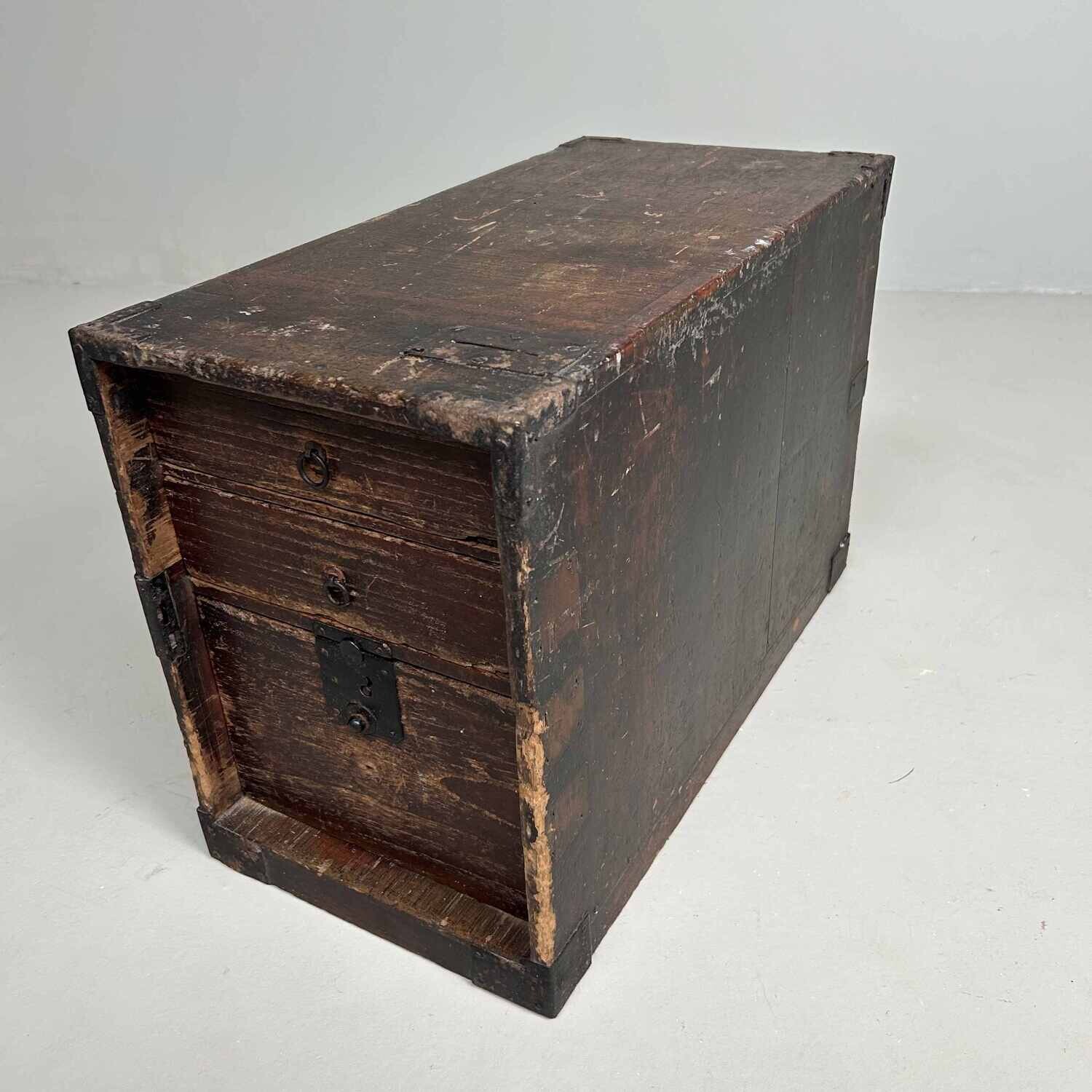 Antique Kake-suzuri (懸硯) Document Cabinet, Meiji Period, Japan.
