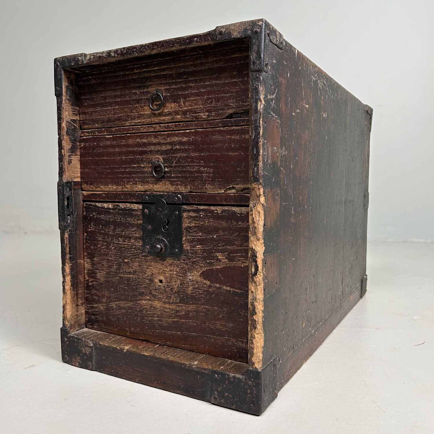 Antique Kake-suzuri (懸硯) Document Cabinet, Meiji Period, Japan.