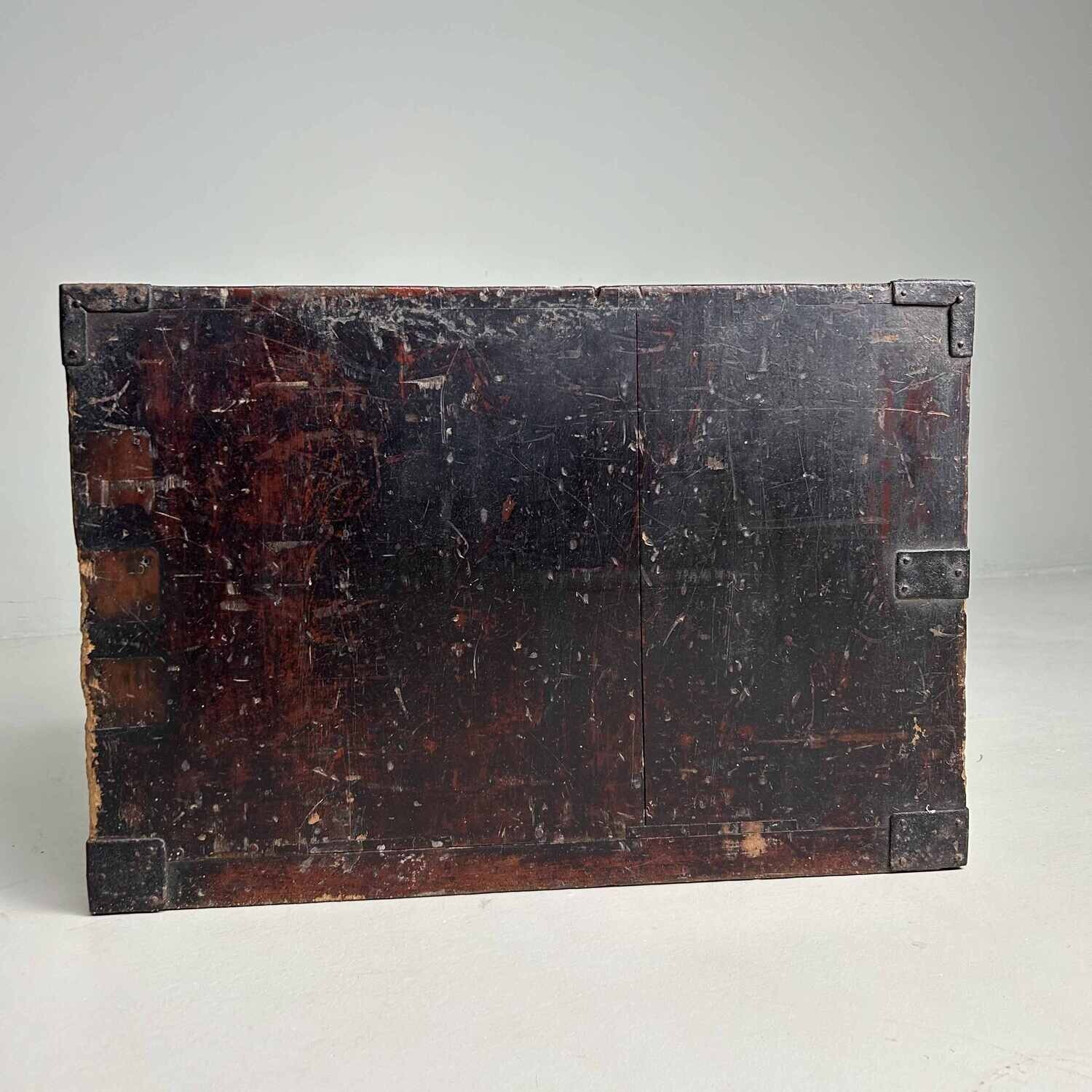 Antique Kake-suzuri (懸硯) Document Cabinet, Meiji Period, Japan.