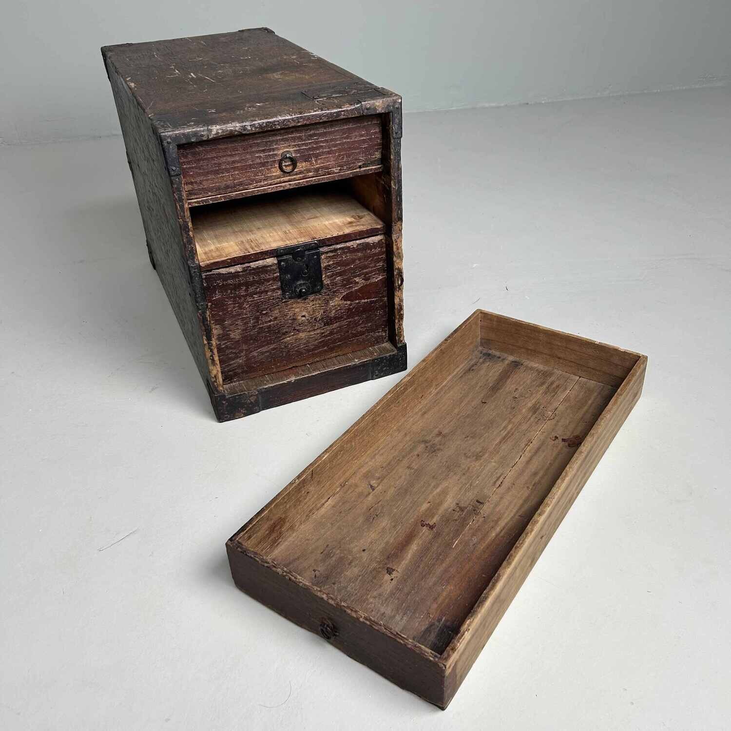 Antique Kake-suzuri (懸硯) Document Cabinet, Meiji Period, Japan.