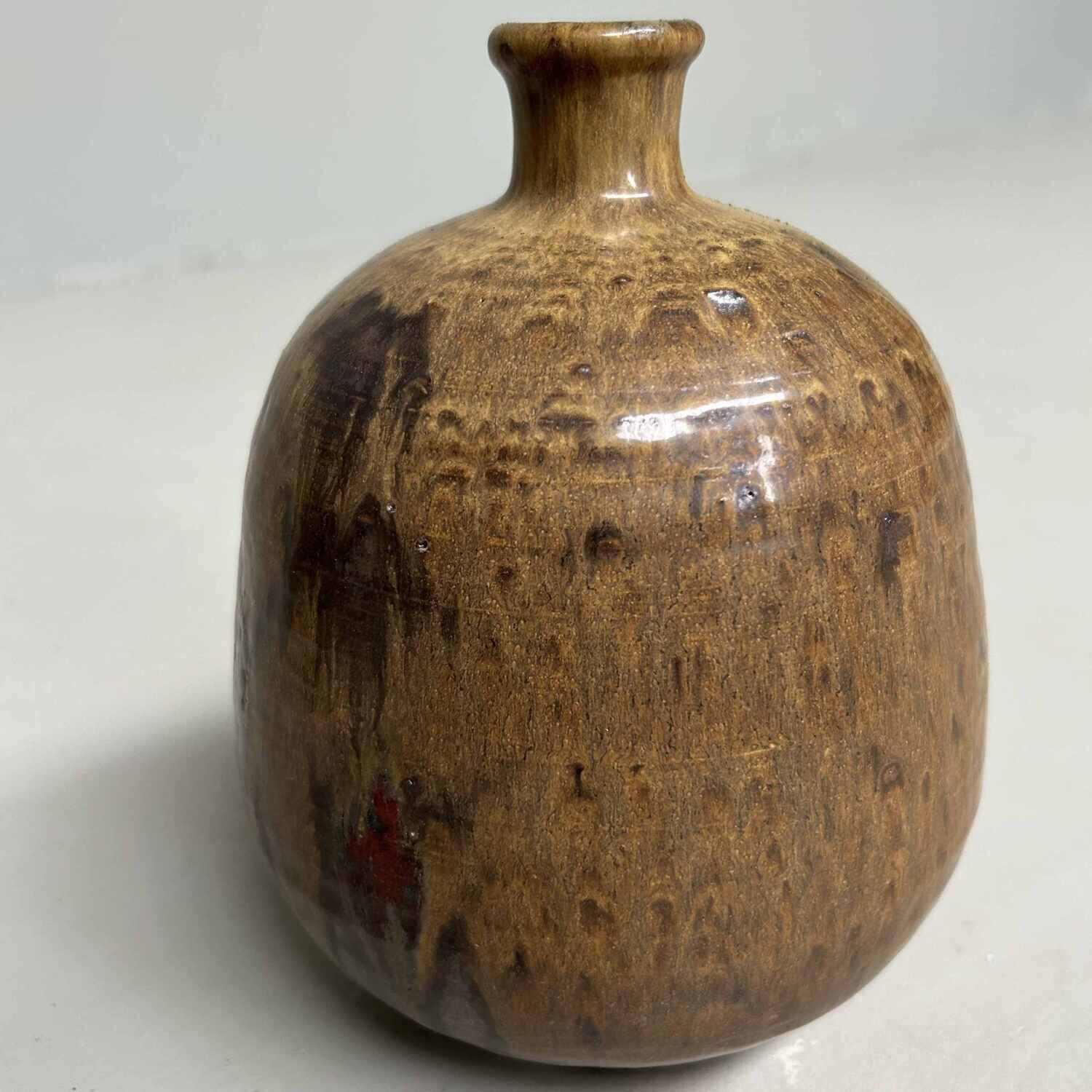 Wood-Fired Ceramic Ikebana Flower Vase, (Hizen) Kuromuta Yaki, Maruta Nobumasa, Japan.