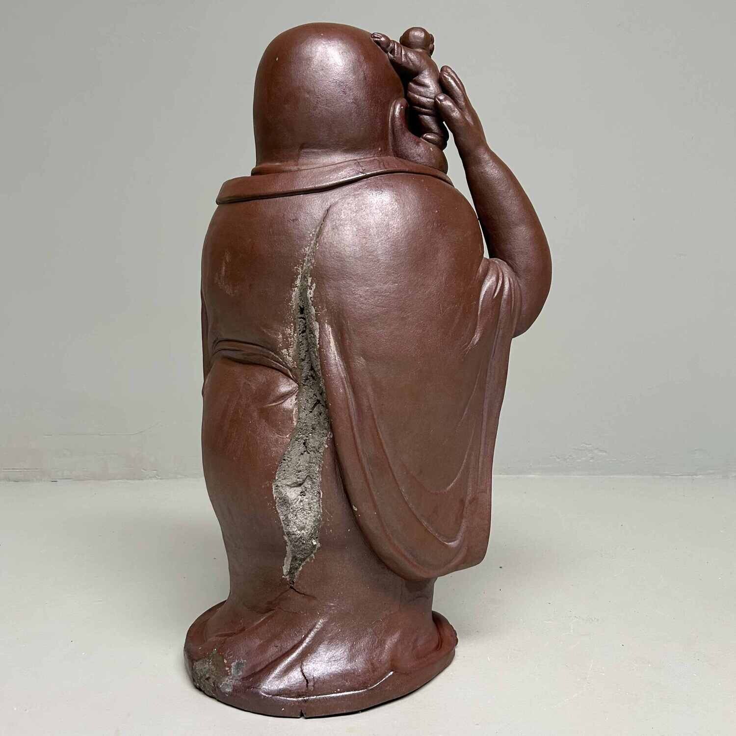 Terracotta Beeld Hotei (布袋) met Karako (唐子), Japan.