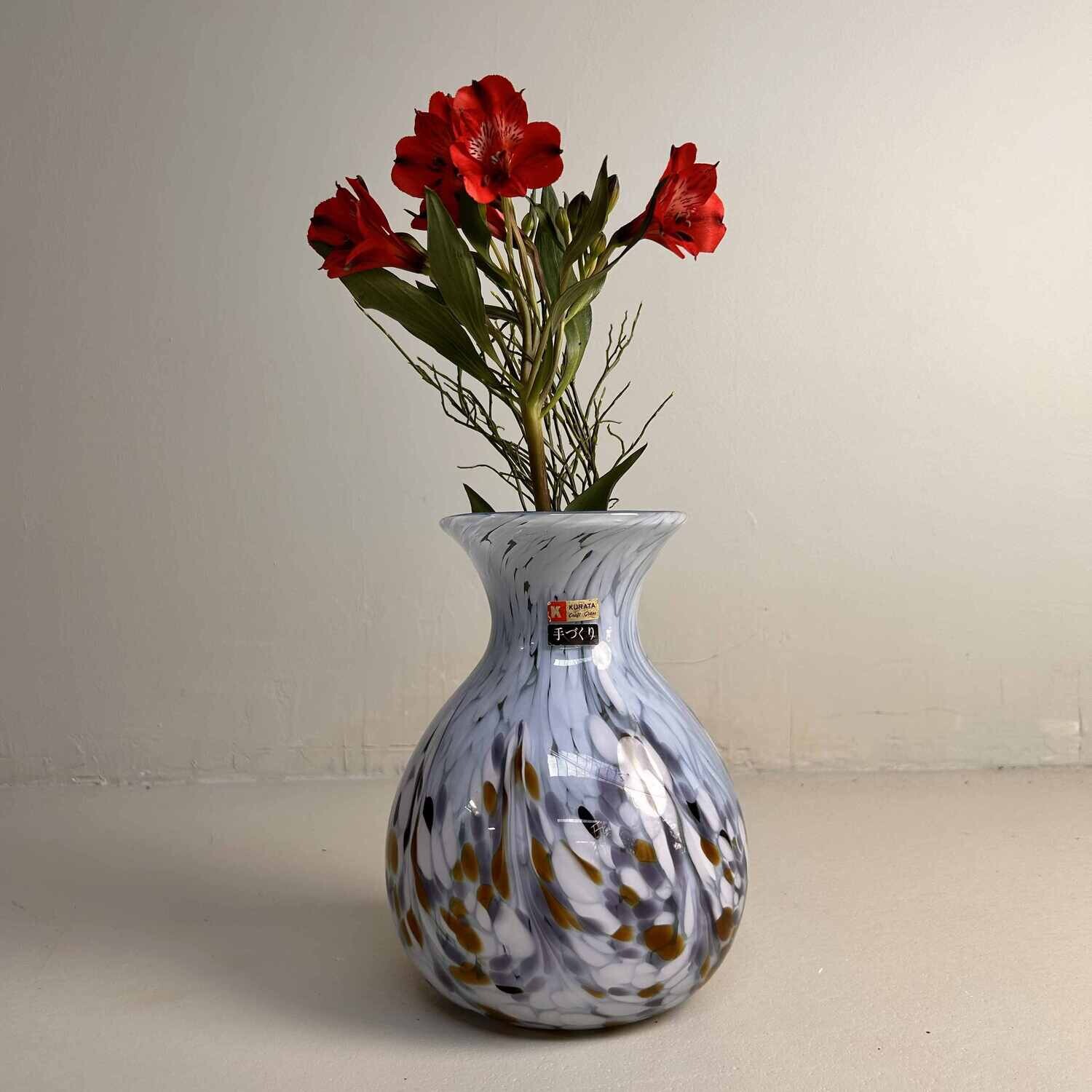 Mid Century Kurata Glass Ikebana Vase, Japan.