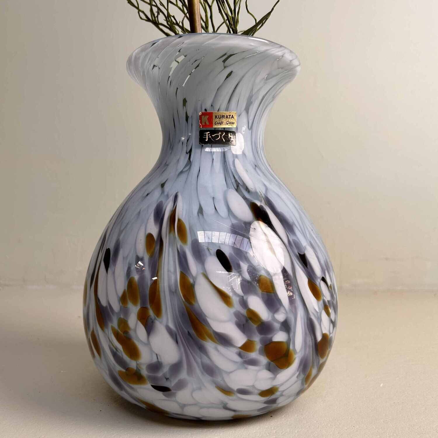 Mid Century Kurata Glass Ikebana Vase, Japan.