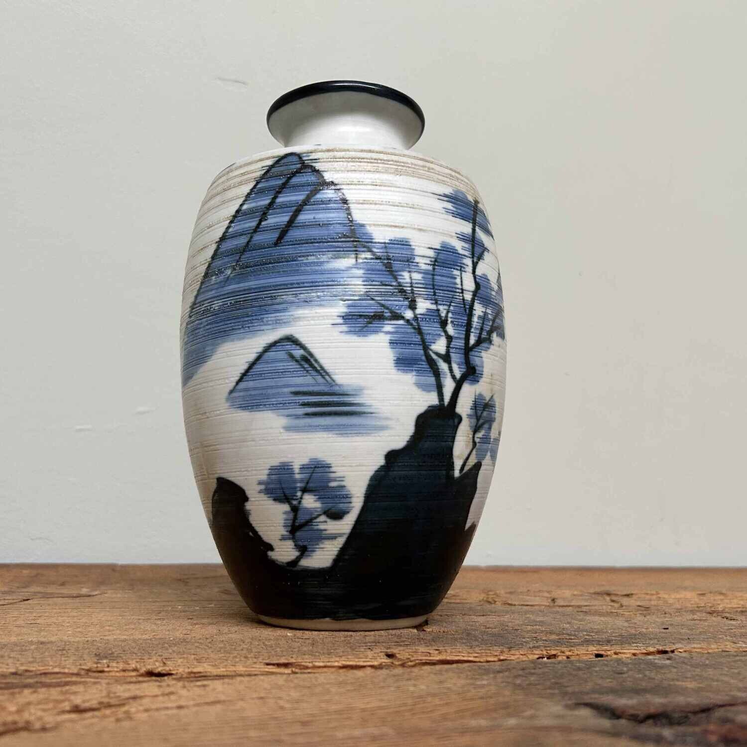 Keramieken Ikebana Bloemenvaas, Kazan-yaki, Gifu, Japan.