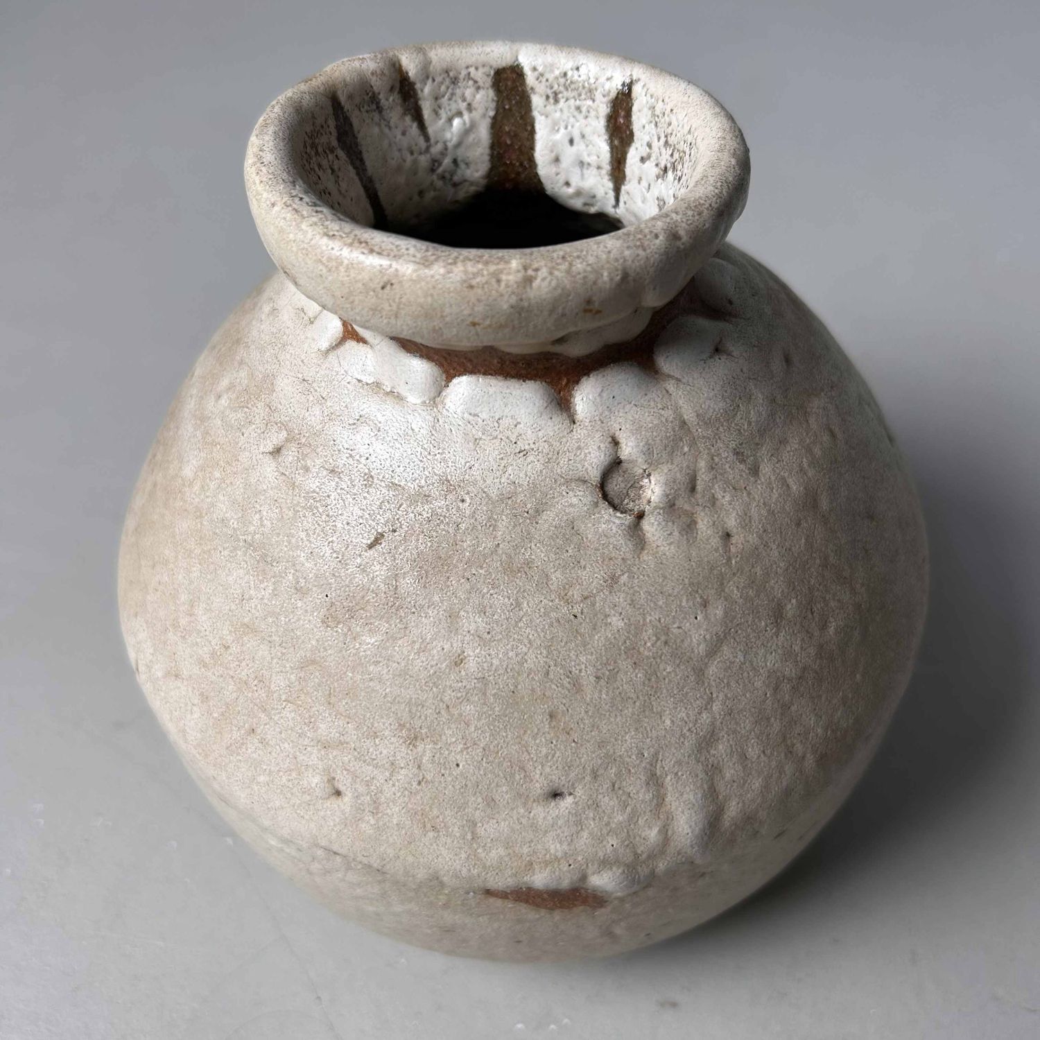 Glazed Earthenware Ikebana Flower Vase, Agano Yaki, Japan.