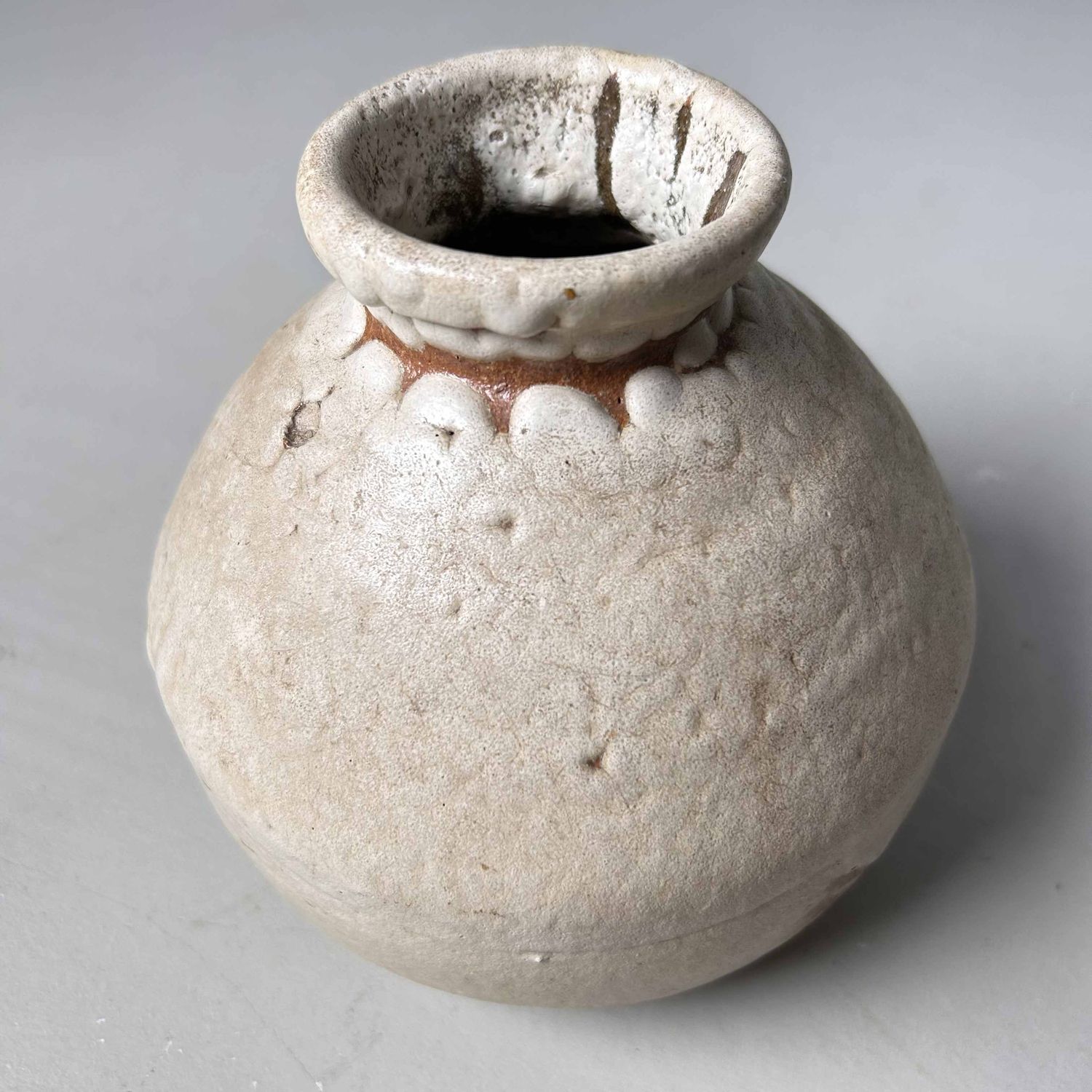 Glazed Earthenware Ikebana Flower Vase, Agano Yaki, Japan.