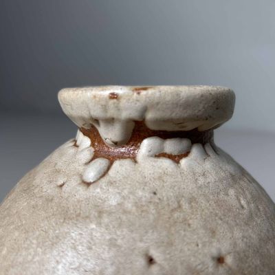 Glazed Earthenware Ikebana Flower Vase, Agano Yaki, Japan.