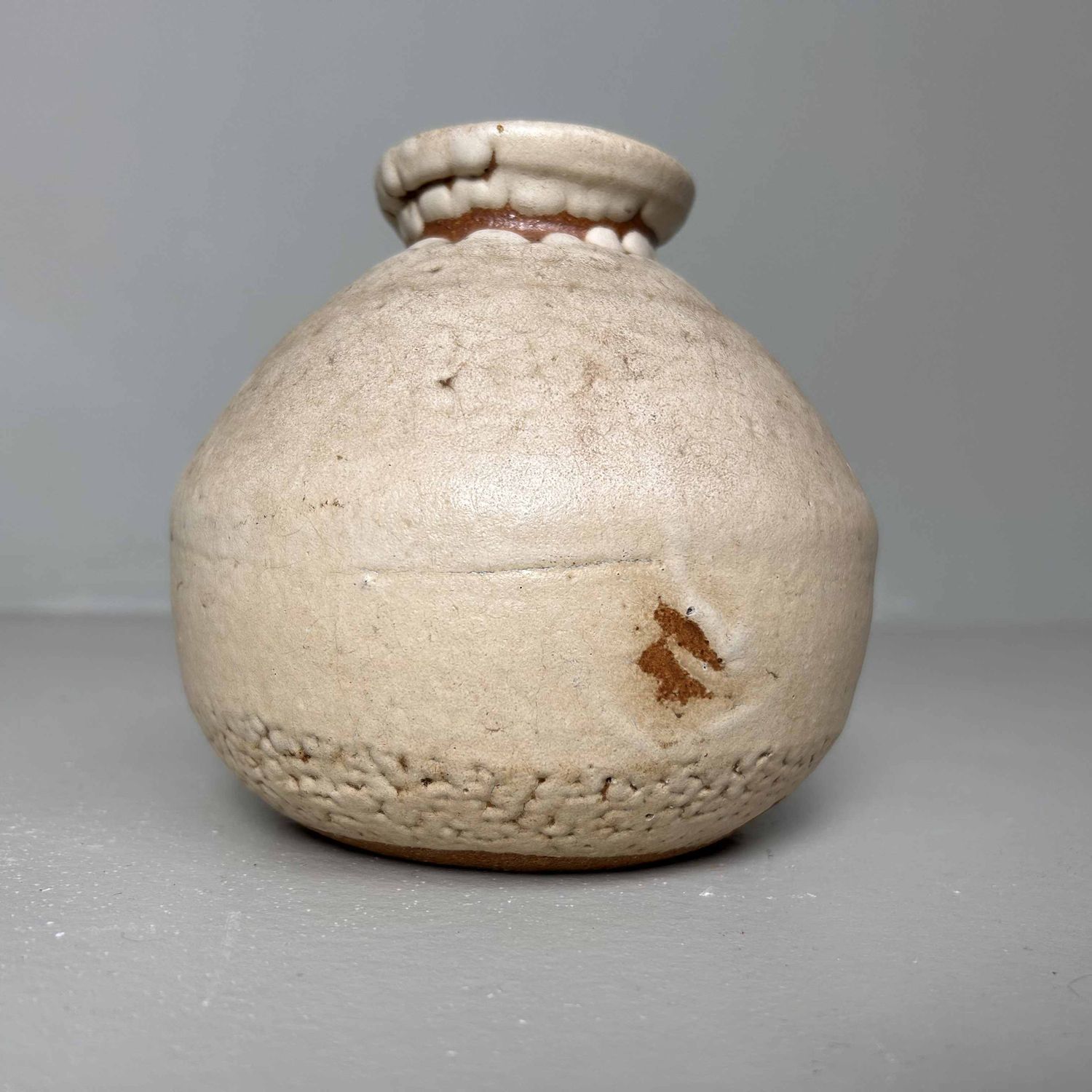 Glazed Earthenware Ikebana Flower Vase, Agano Yaki, Japan.