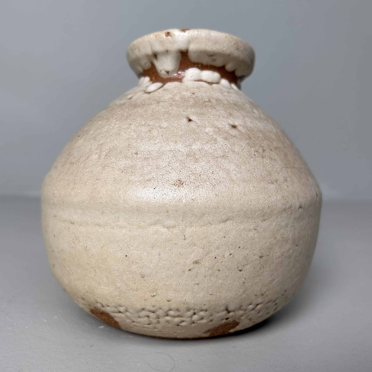 Glazed Earthenware Ikebana Flower Vase, Agano Yaki, Japan.