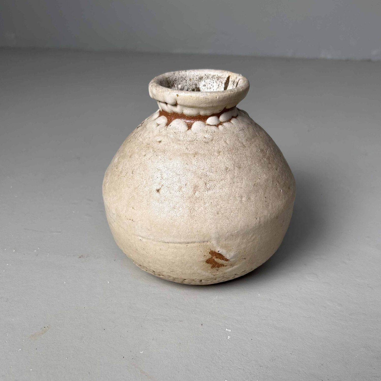 Glazed Earthenware Ikebana Flower Vase, Agano Yaki, Japan.